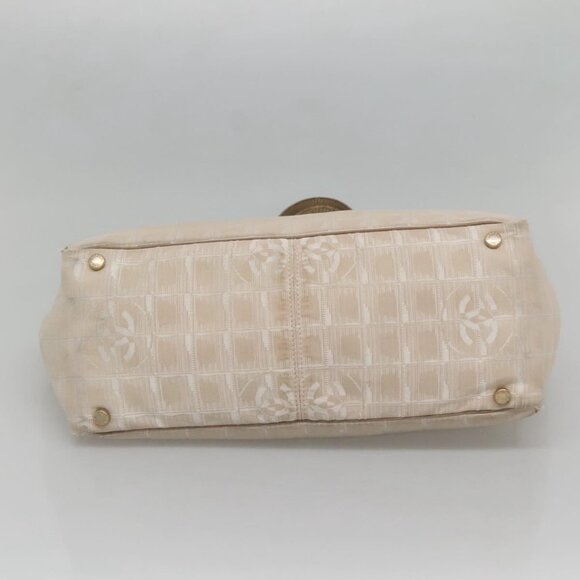 CHANEL New Travel Line Tote Bag Nylon Beige Gold CC Auth - Picture 13 of 16